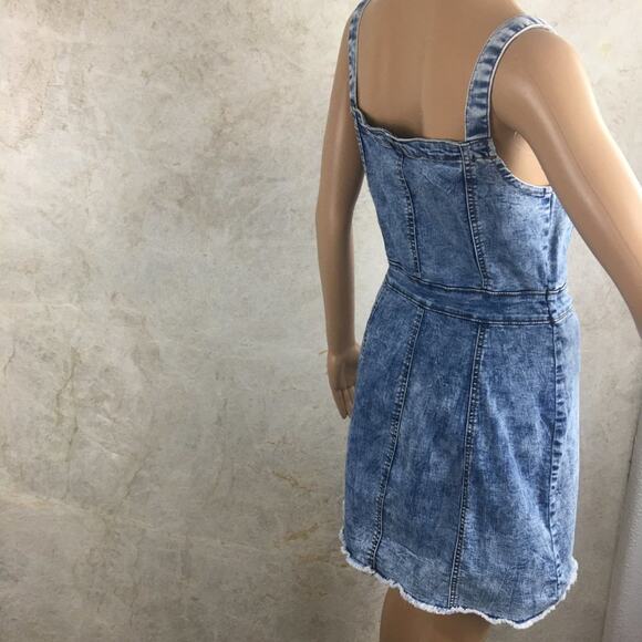 CISono Women's Acid Washed Denim Dress Bib Over-all Style Size S - Picture 2 of 16